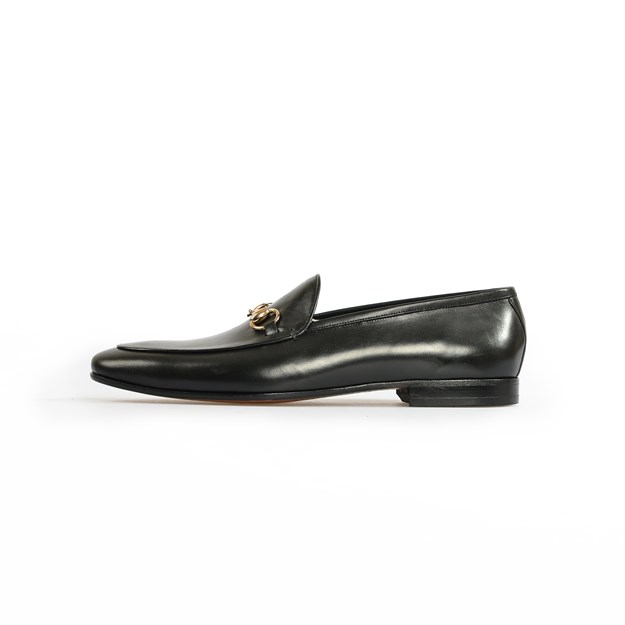 Siyah Deri Tokalı Loafer Ayakkabı