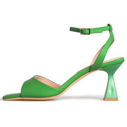 Yeşil Metis Deri Topuklu Ayakkabı